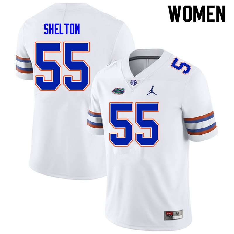 Women's NCAA Florida Gators Antonio Shelton #55 Stitched Authentic Nike White College Football Jersey RRV8865WS